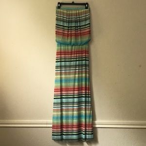 Cynthia Rowley Multi Striped Strapless Maxi Dress